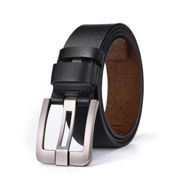 

hotti] brand new luxury дизайнерский ремень для коровы мужчины высокого качества из натуральной кожи человек ремень мужского pin пряжка рем, Black;brown