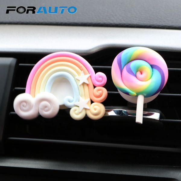 

car air freshener lollipop and rainbow decoration air outlet ornament for lady/girl solid fragrance auto perfume car-styling