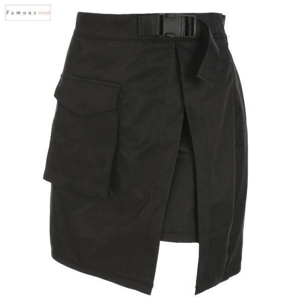 

cargo harajuku mini summer skirts womens high waist mini skirt casual a line short skirts split pockets fashion, Black
