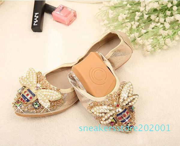 

xgravity bee designer crystal woman big size flat shoes elegant comfortable lady fashion rhinestone women soft girl shoes s01, Black