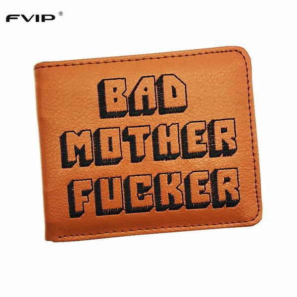 

new fvip cool brown purse bad mother f*cker wallet with card holder men's wallets bolsos mujer popular dropshipping, Red;black