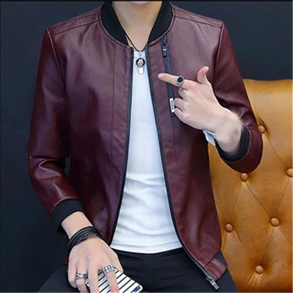 

men's jackets youth jacket spring fashion streetwear motorcycle leather coat slim business casual trendy maggie's walker male clot, Black;brown