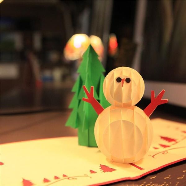 

3d pop up blessing christmas greeting card christmas tree snowman happy new year card to invitation
