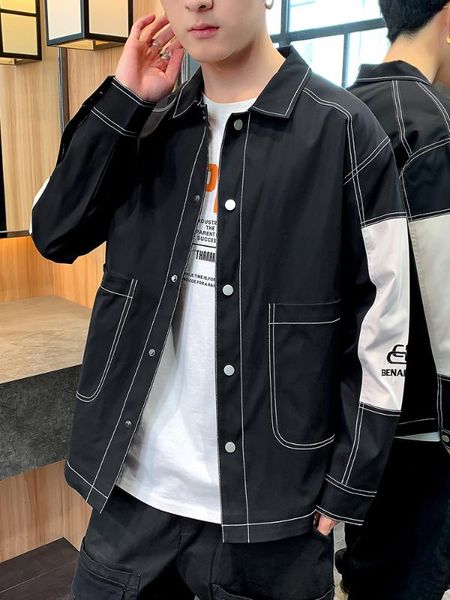 

новый мужской повседневный лацкан однобортное пальто лоскутная куртка размер m-3xl верхняя одежда b7, Black;brown