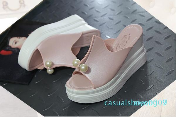 

summer women sandals a solid color fish mouth wedge shoes sandals and slippers fashion comfortable women's shoes white blue pink colo z, Black
