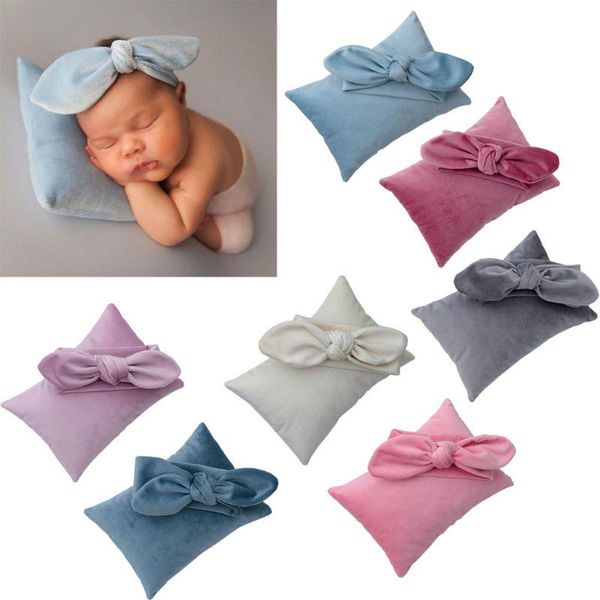

baby newborn pgraphy props velvet pillow headband sets infant p auxiliary props pillow headband baby hair accessories, Yellow