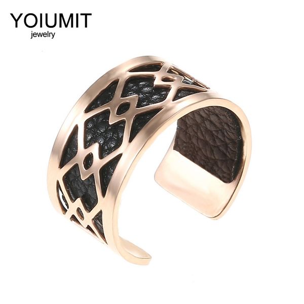 

крем из нержавеющей стали кольца реверсивной кожи bague femme diy мода розового золото open перезначительном палец кольца для женщин bijoux