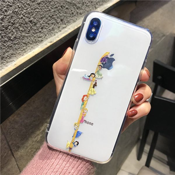 

funny snow white cinderella rapunzel mermaid clear soft tpu case for iphone 11 pro xs max xr x 7 8 plus cute back cover case