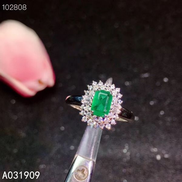 

kjjeaxcmy boutique jewelry 925 sterling silver inlaid natural emerald gemstone ladies ring support detection classic, Golden;silver