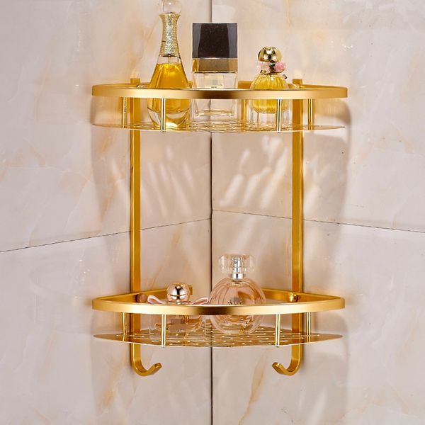 

bathroom gold shelf shower caddy space aluminum wall mounted corner basket shampoo storage etagere salle de bain murale repisa