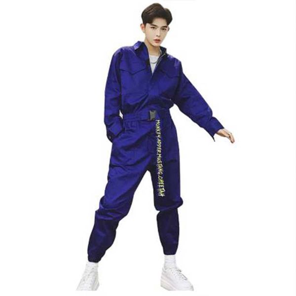 

мужчины с длинным рукавом кусок брюки комбинезоны streetwear мода сыпучие повседневный комбинезон pant мужской инструментальное hip hop гаре, Black