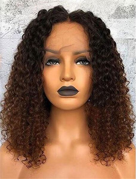 

Kinky Curly Ombre Lace Wig 1B #30 Full Lace Wigs Human Hair Unprocessed Brazilian Lace Front Wigs Baby Hair For Black Women