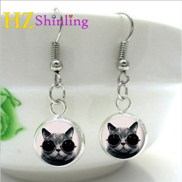 

steampunk earring glass p jewelry vintage steampunk kat hanger dangle earrings earrings for women nhe-002, Silver