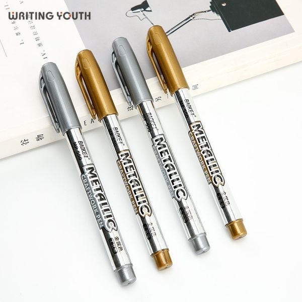 

1.5mm metallic waterproof permanent paint marker pen sharpie gold silver student supplies marker brush pen