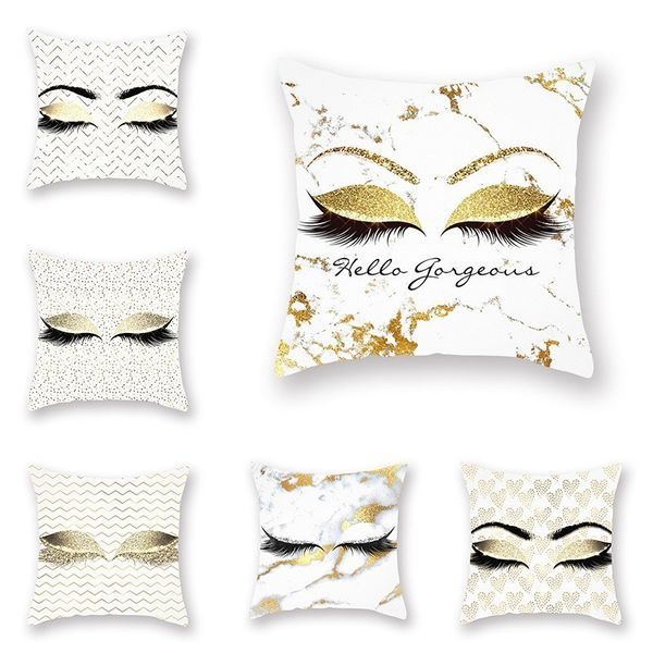 

1 pc home office cafe decorative cushion cover polyester eye lash pattern pillow cover fashion simple sofa couch pillowcases pillow case