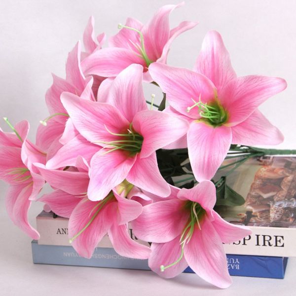 

new 1 bouquet 10 heads silk flower european artificial lily flowers multicolor fake flowers for wedding home party decoration