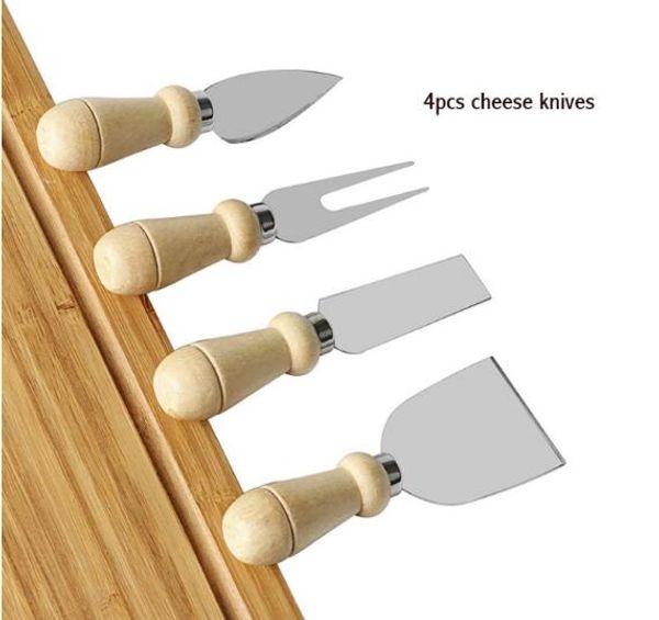 20sets 4шт / набор деревянной ручкой из нержавеющей стали сыра Ножи Набор для выпечки Инструменты для кухни Кухонный аксессуары