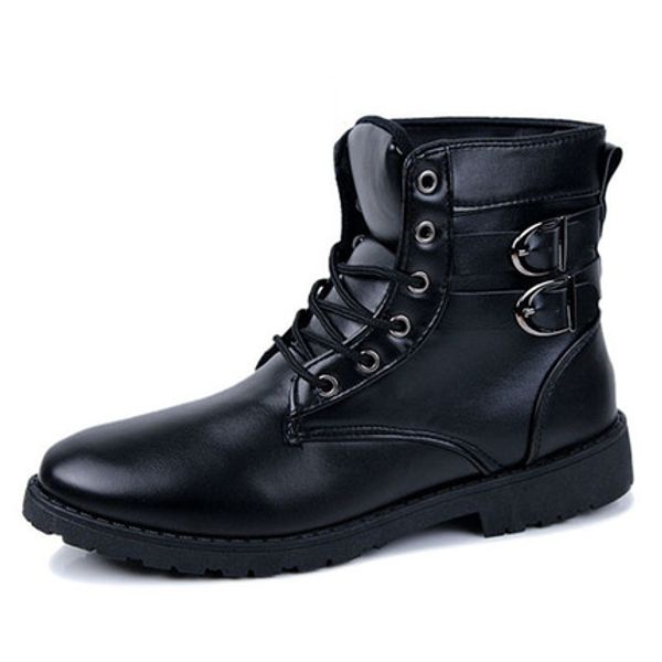 

men martin boots business low ankle boots solid winter work leather boots european american men's shoes, Black