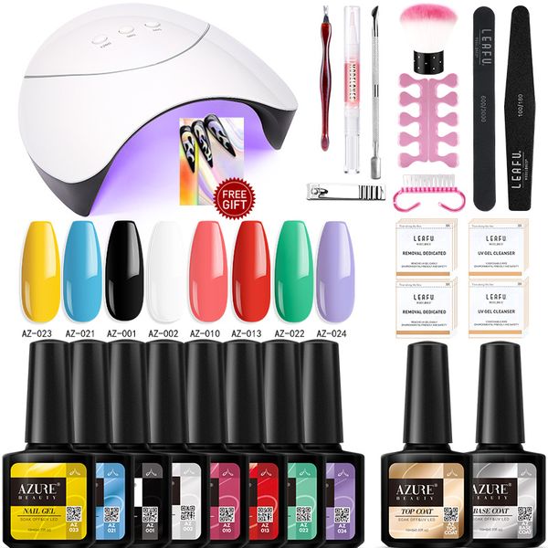 

beauty 23pcs/lot smart sensor 36w uv lamp nail gel polish semi permanent base gel set long lasting salon uv polish