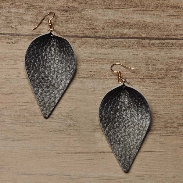 

серьги из натуральной кожи для женщин цвет смешанный заявление лист модные серьги текстурированные ювелирные изделия современная зима мотать, Silver