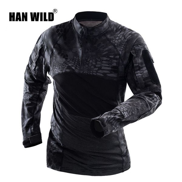 

han wild tactical clothing camouflage men army long sleeve soldiers combat uniform multicam outdoor shirt, Gray;blue
