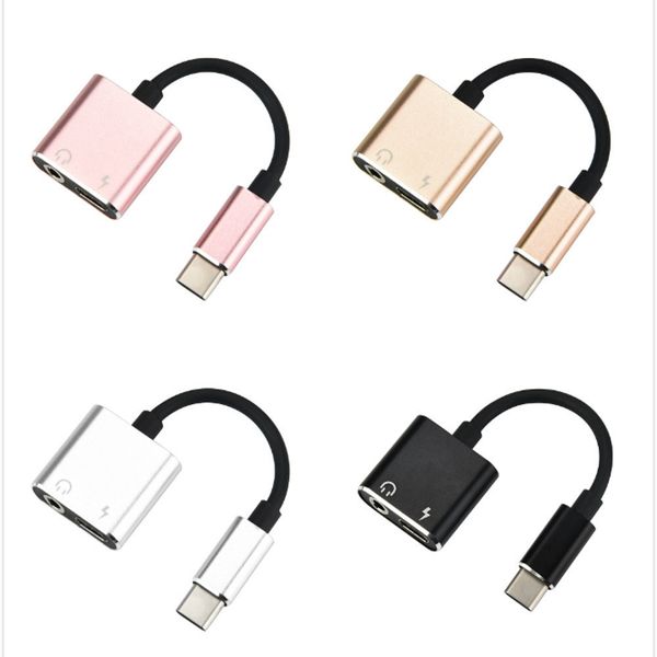 

aluminium alloy adapter charge and headphone 2 in 1 to 3.5mm head aux audio usb c cable for type-c smartphones y20