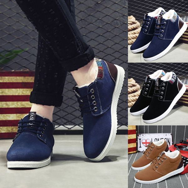 

casual shoes 2019 summer men's fashion casual winter warm lace up business leather shoes short boots zapatillas mujer#112935, Black