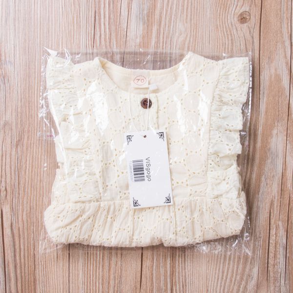 

pudcoco infant baby girls bodysuit kids cotton linen sleeveless shirt newborn lace jumpsuit summer outfits clothes, White