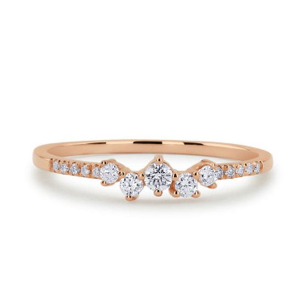 

fashion crystal thin ring for women rose gold silver color engagement ring wedding ring party charm jewelry, Golden;silver