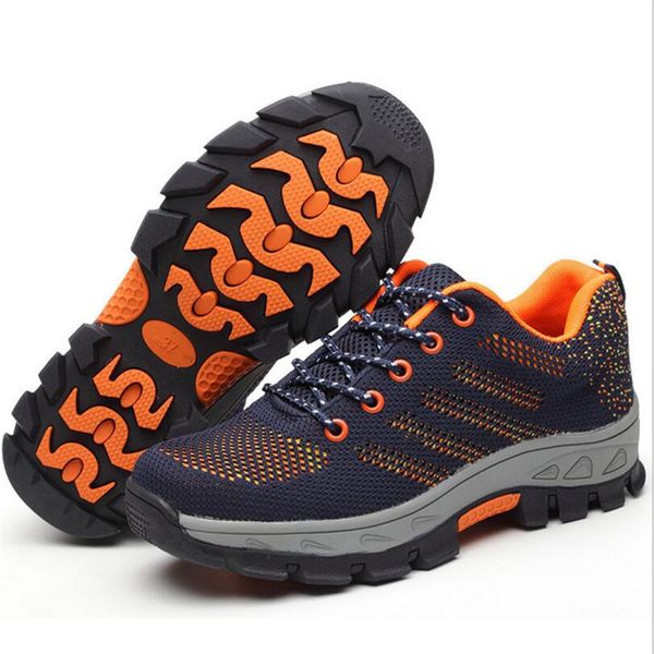 

laidilangtu winter new flying mesh breathable work safety protective shoes anti-piercing steel head labor insurance men's boots, Black