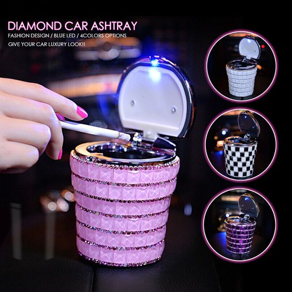 

crystal metal car ashtray holder smokeless ash cigarette cylinder cup holder