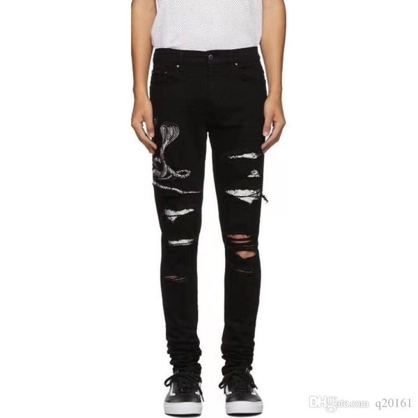 

wholesale-mens designer jeans skinny straight slim elastic luxury denim fit biker jeans pants long pants ripped stylish slim jeans, Blue