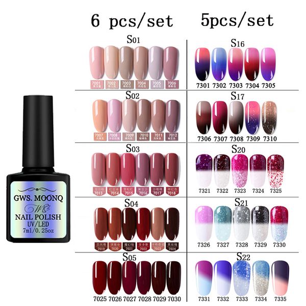 

gws moonq soak off uv gel lacquer enamel uv gel varnish nail art chameleon manicure nail polish set, Red;pink