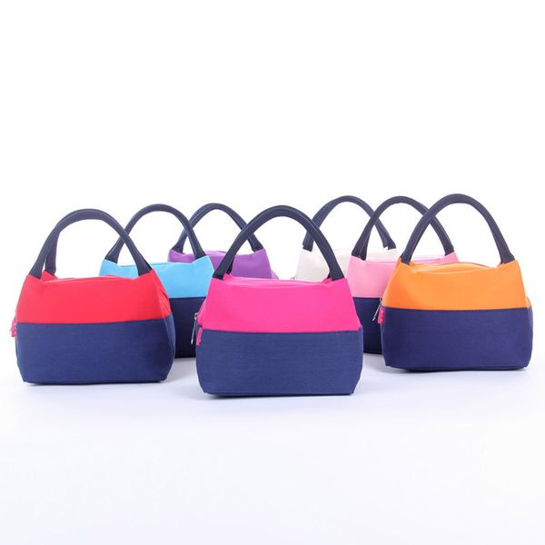 

portable lunch bag insulated thermal cooler box picnic case carry tote storage convenient sundry bag 129, Blue;pink