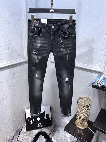 

19ss лето французский твердый классический стиль дизайн джинсы slim fit мотоцикл байкер denim мужский дизайнер моды джинсы высокое качество, Blue