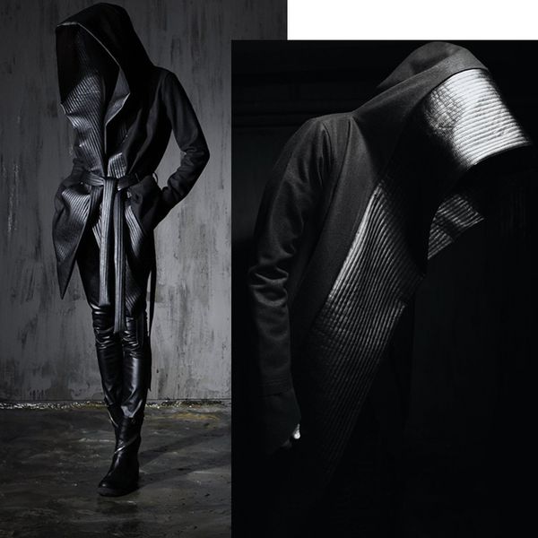 

m- 2018 gd original club men's windbreaker long tide male personality hairdresser loose cloth coat coat, Black
