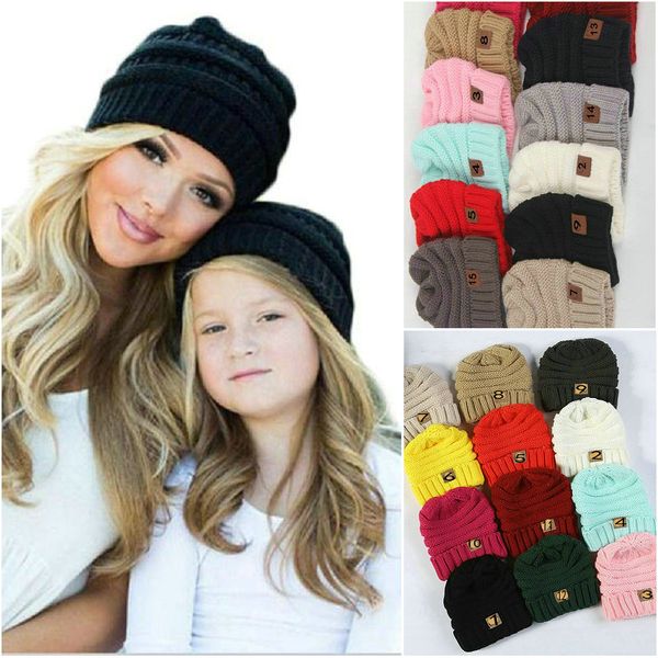 

Дети женщины зимой держать в тепле Beanie Этикетировочные шляпы шерсти вяжут черепа