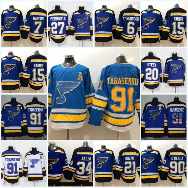 

Mens St. Louis Blues 91 Vladimir Tarasenko Alex Pietrangelo Patrick Maroon Vince Dunn Robby Fabbri Ryan O'Reilly Jake Allen Hockey Jersey