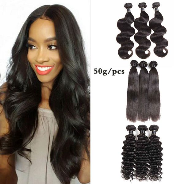 

8a бразильский свободная волна волос пучки бразильский тело воды волна прямые наращивание человеческих волос индийский перуанский девственны, Black