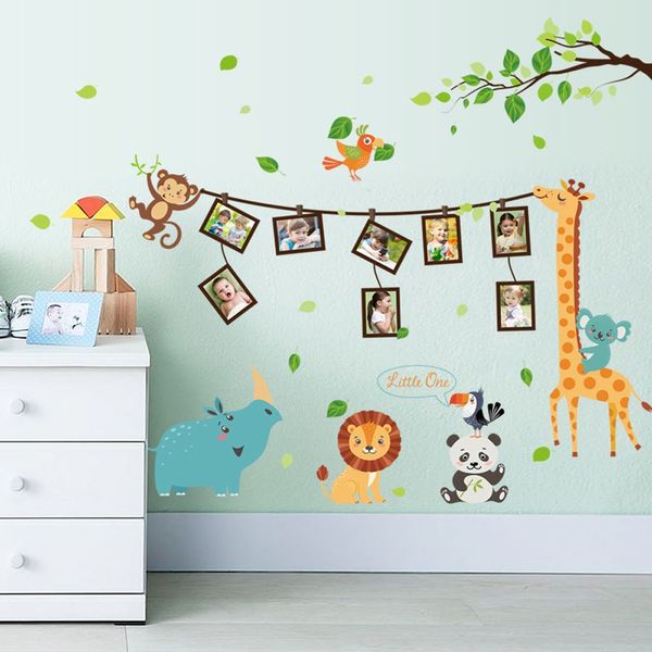 

cartoon animal p frame large wall stickers animals decals kids room decor bedroom kindergarten school diy removable