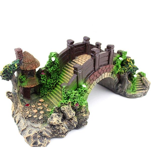 

aquarium decoration bridge rockery fake rock landscape pavilion miniature animals plants fairy gardens ornaments decor kit