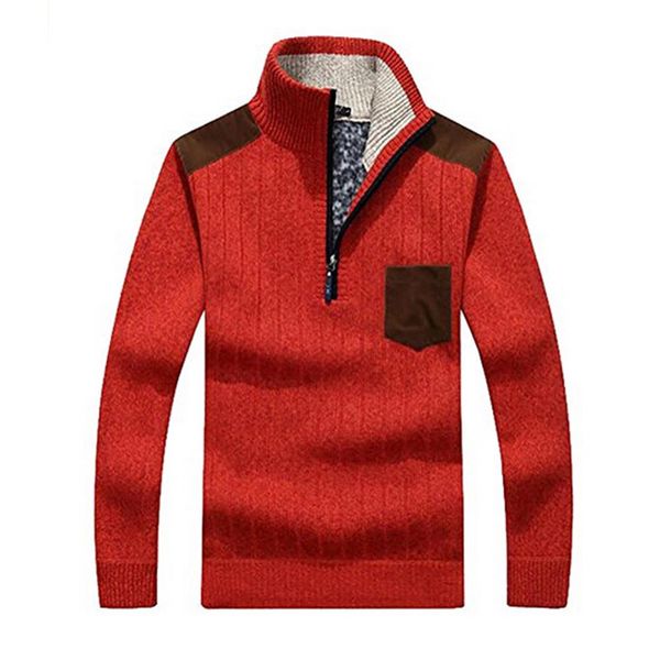 

new fashion men's long sleeve soft stretch half-zip casual pullover sweater, White;black