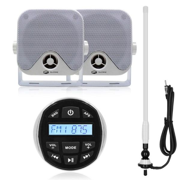 

marine radio waterproof stereo audio bluetooth receiver car mp3 player+4" marine speaker+fm am antenna for atv yacht motorcycle