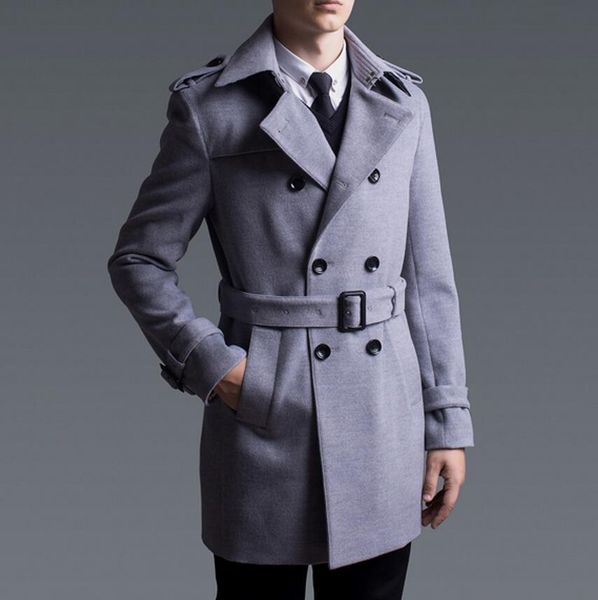 

shopping european and american fashion autumn and winter long-sleeved long section of double-breasted wool coat / s-6xl, Black