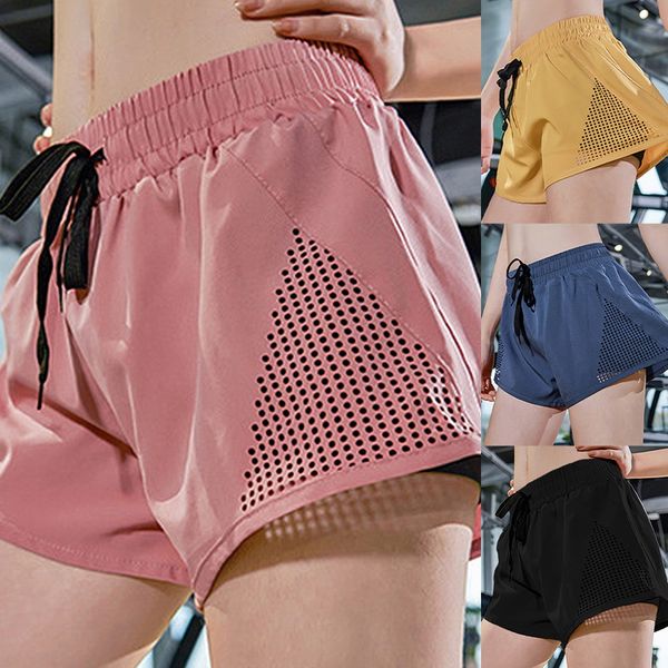 

2020 women casual shorts solid color fitness workout summer hollow shorts female elastic breathable slim beach soft short, White;red