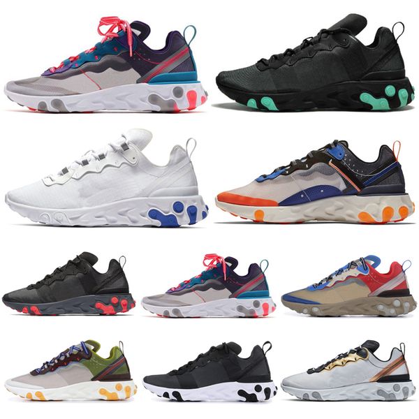 

оптовая продажа react element 87 55 2020 повседневная обувь мужчины женщины светло-бежевый металлик золото мужские тренеры спортивные кроссо, Black