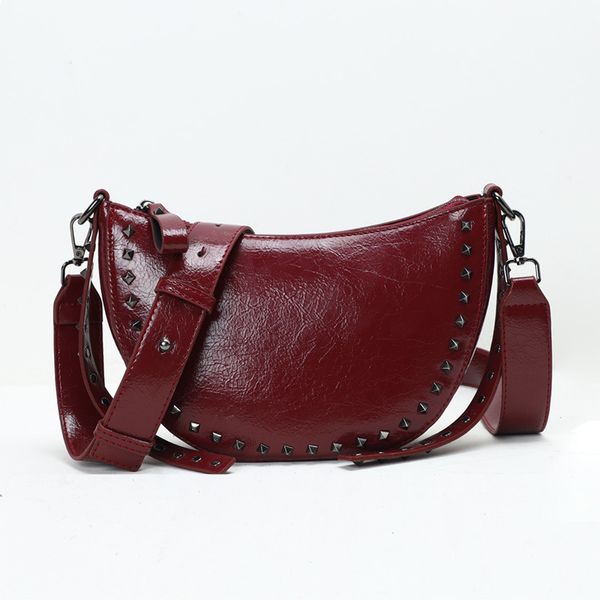 

riveting nail crossbody bag women's 2020 new style fashion bags korean-style solid color simple versatile shoulder saddle bag