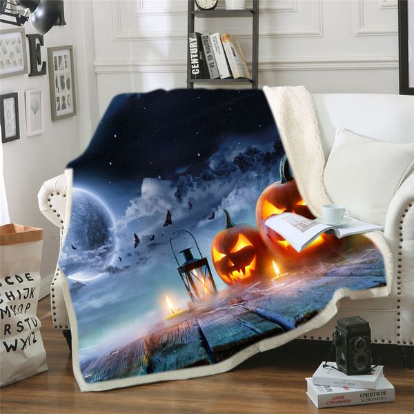 

3d print halloween flannel blanket for kids gift funny pumpkin witch magic blankets double thick warm super soft blanket