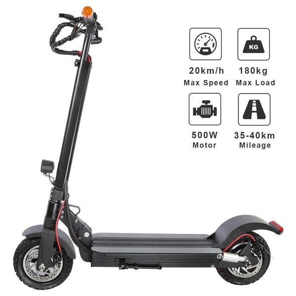 

new tarsa t9 off-road folding electric scooter 500w motor 48v/10ah 40km/h 10 inch tire 180kg load with steering lights, Silver;blue