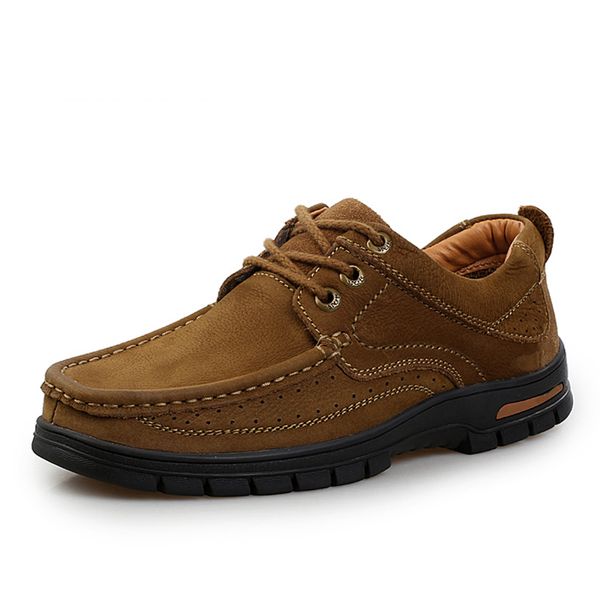 

suede leather men boots designer lace up men shoes non-slip ankle boots thick bottom retro autumn shoes men, Black